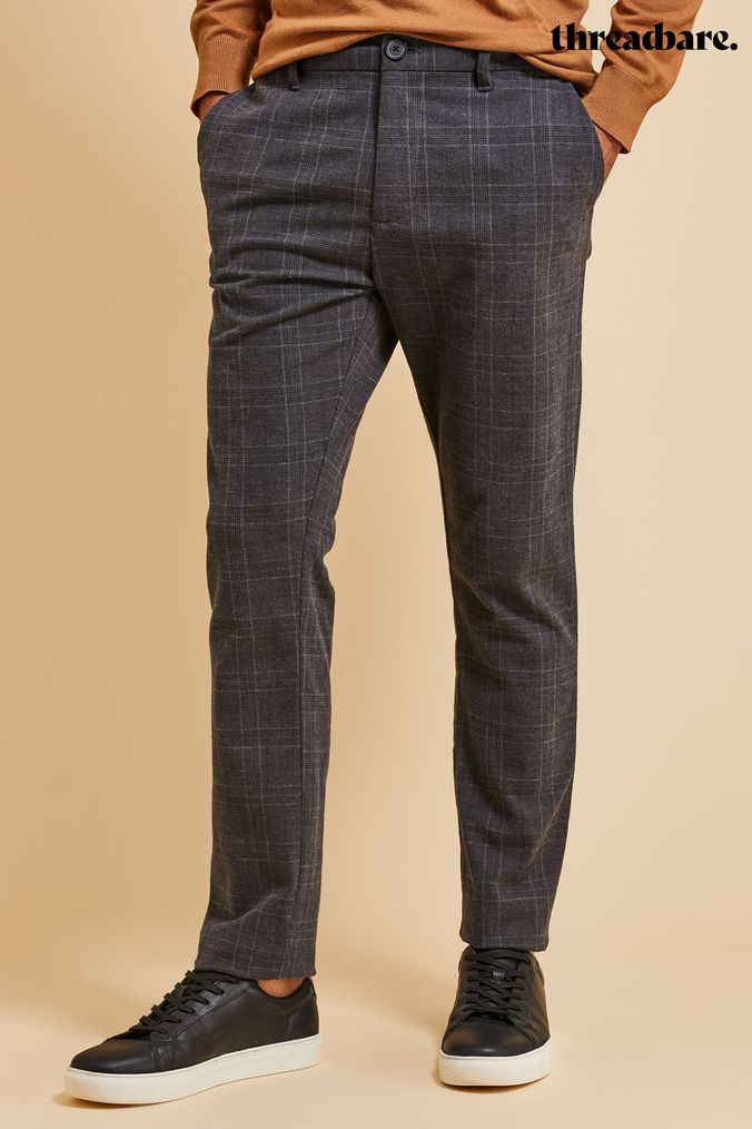 Chequered grey hotsell trousers