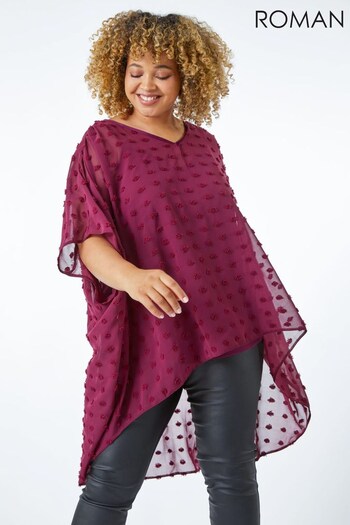 Roman Red Curve Textured Spot Overlay Top (Q48558) | £36