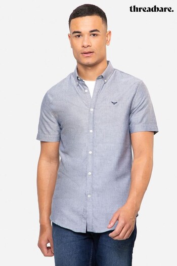 Threadbare Blue Oxford Cotton Short Sleeve Shirt (Q48627) | £22