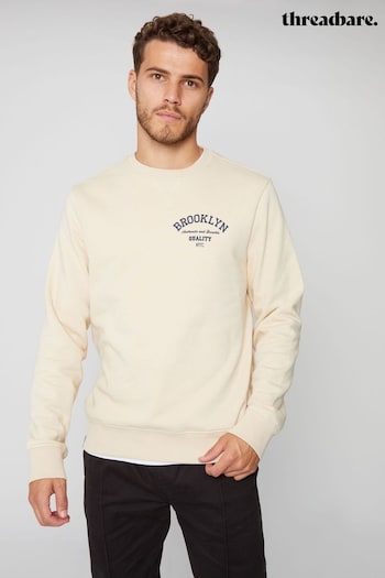 Threadbare Cream Graphic Crew Neck Sweatshirt (Q48717) | £22