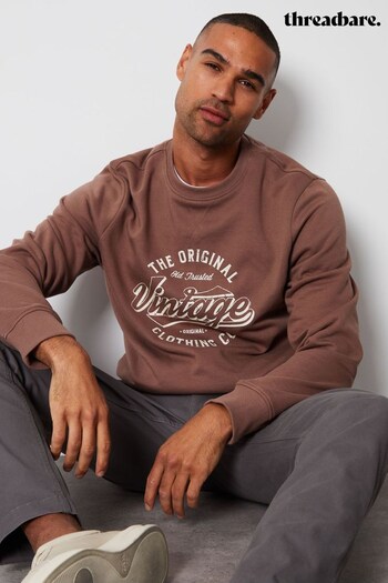 Threadbare Brown Graphic Graphic Crew Neck Sweatshirt (Q48729) | £22