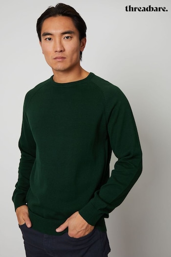 Threadbare Green Cotton Lightweight Crew Neck Knitted Jumper (Q48743) | £24