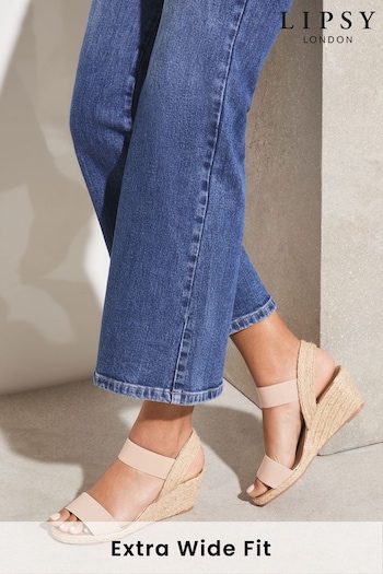 Lipsy Nude Pink Elastic Low Wedge Espadrille Sandal (Q48807) | £38