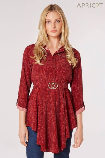 Apricot Red Swirly Spot Circle Belt Dress (Q48819) | £30