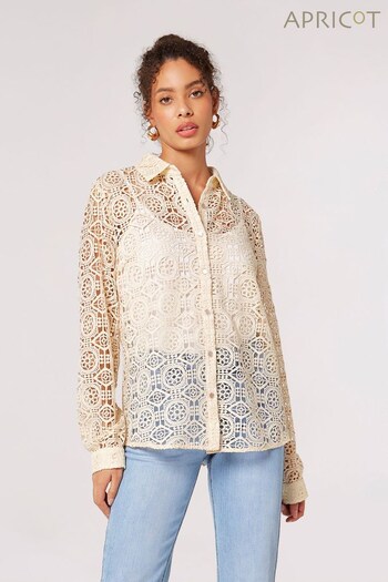 Apricot White Geometric Guipure Lace Shirt (Q48827) | £34
