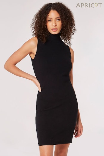 Apricot Black Roll Neck Sleeveless Knit Dress (Q48842) | £30