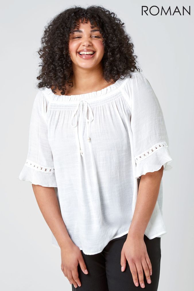 Plus size white outlet bardot top