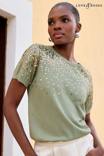 Bags & Luggage Green Short Sleeve Sequin Jumper (Q48934) | £39