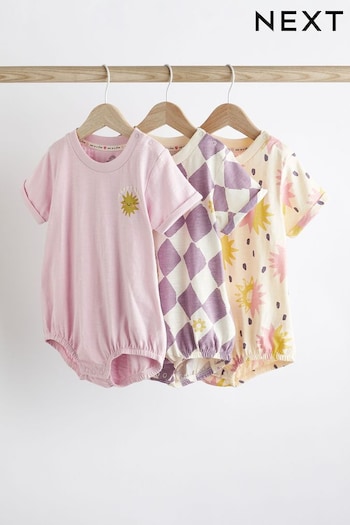 Pink Purple Skater Baby T-Shirt Rompers 3 Pack (Q48950) | £17 - £21