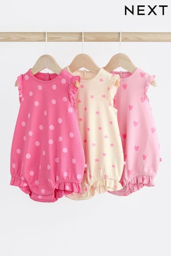 Pink/White Heart Baby Bloomer Rompers 3 Pack (Q48963) | £16 - £21