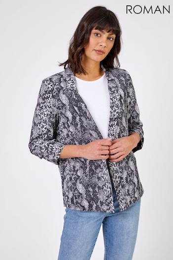 Roman Grey Ruched Sleeve Blazer Jacket (Q48980) | £38