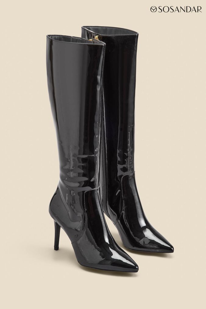Buy Women s Black Mid High Leather Knee High Footwear Online AspennigeriaShops