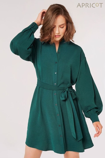 Apricot Green Volume Sleeve Shirt Dress (Q49018) | £35