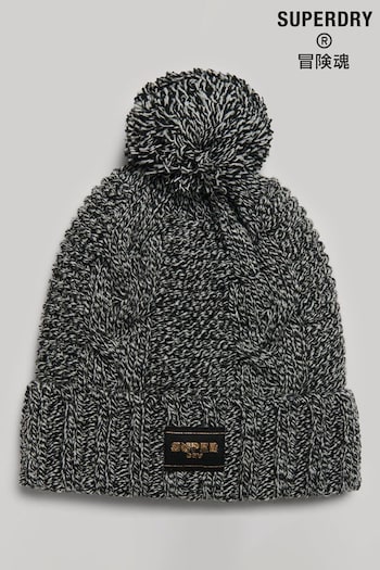 Superdry Black Cable Knit Beanie Hat (Q49019) | £25