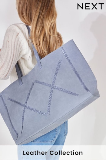 Blue Oversized Leather Shopper Bag (Q49022) | £95