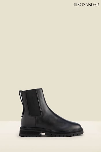 Sosandar Black Chunky Sole Leather Chelsea Boot (Q49032) | £119