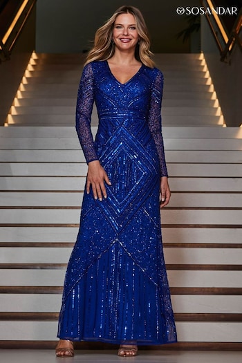 Sosandar Blue Premium Embellished Maxi Dress (Q49042) | £149