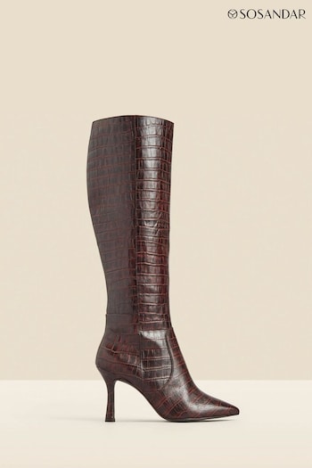 Sosandar Brown Croc Effect Leather Good fit nice boots (Q49065) | £169
