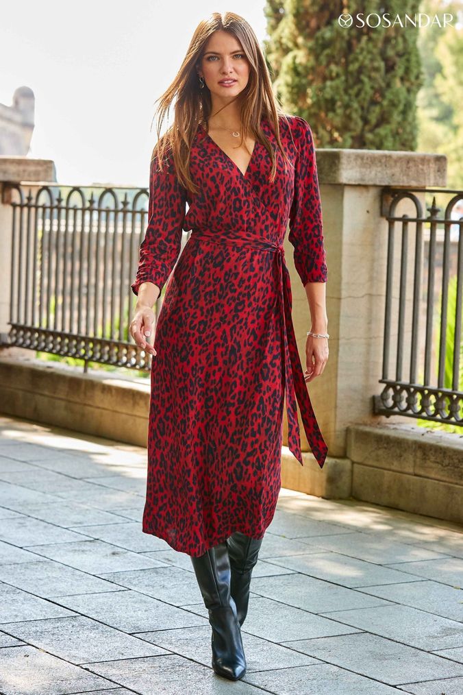 Black and red animal print dress 2025