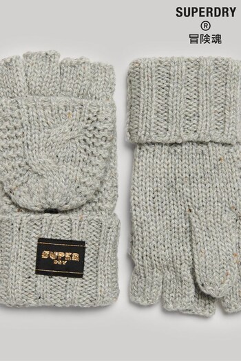 Superdry Grey Cable Knit Gloves (Q49096) | £23