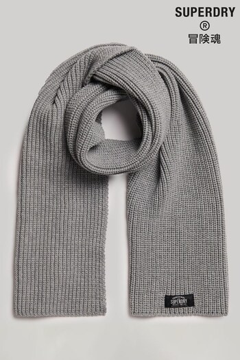 Superdry Silver Classic Knit Scarf (Q49097) | £30