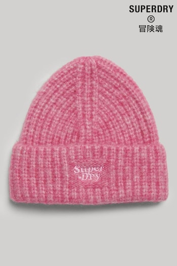 Superdry Pink Rib Knit Beanie Hat (Q49099) | £20