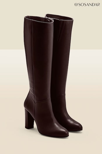 Sosandar Brown Suede Zip Knee High leather Boots (Q49118) | £165