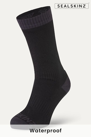 SEALSKINZ Wiveton Waterproof Warm Weather Mid Length Black Socks (Q49430) | £33