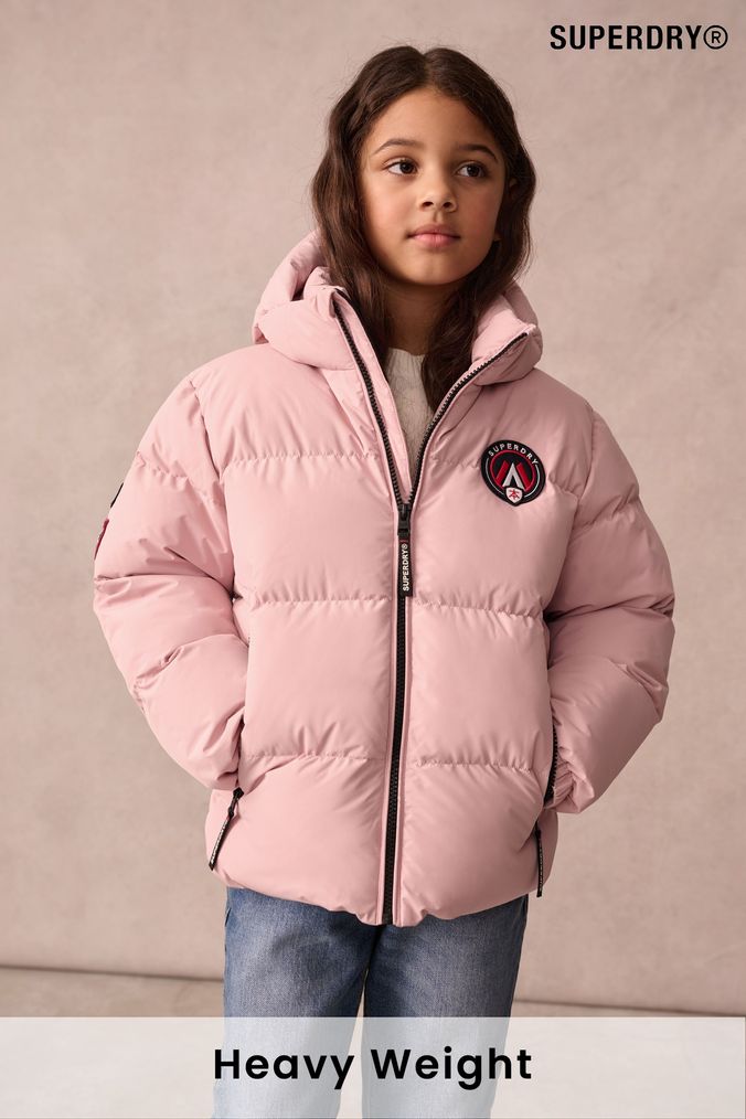 Pink superdry coat store