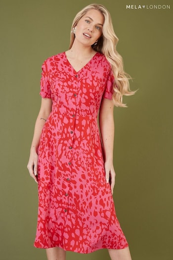 Mela Red Animal Print Shirt Dress (Q49525) | £40