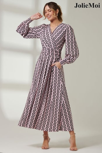 Jolie Moi Pink Renea Long Sleeve Maxi Dress (Q49534) | £65
