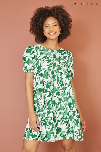 Mela Green Leaf Print Tunic Skater Dress (Q49539) | £40
