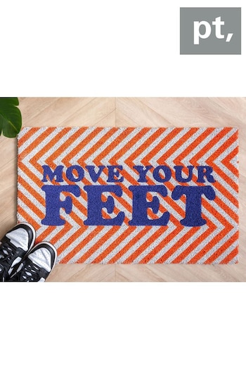 pt, Orange/White Move Your Feet Zig Zag Doormat (Q49549) | £23