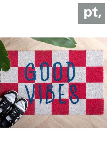 pt, Pink/White Good Vibes Doormat (Q49552) | £22.50