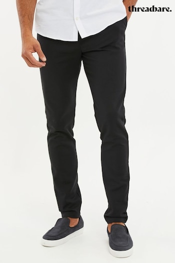 Threadbare Black Slim Fit Smart Cotton Blend Trousers (Q49578) | £37