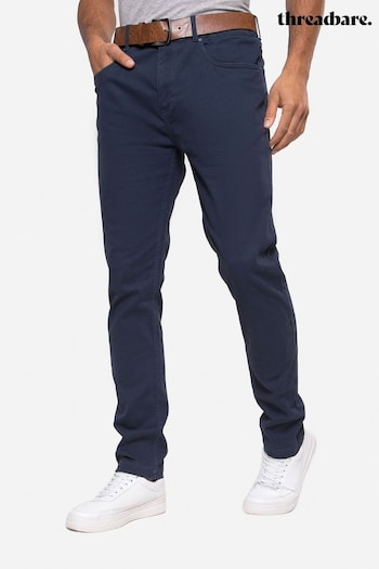 Threadbare Blue Belted Stretch Chino Trousers (Q49697) | £28