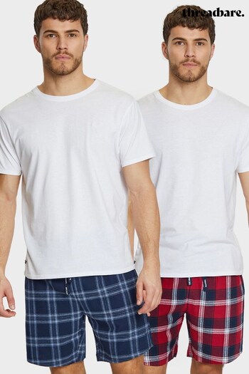 Threadbare Blue Cotton Blend Pyjama Shorts 2 Pack (Q49720) | £23
