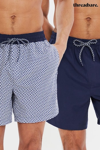 Threadbare Blue 2 Pack Swim Shorts lavaggio (Q49784) | £28