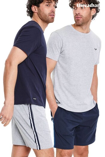 Threadbare Blue Cotton Blend Pyjama Shorts 2 Pack (Q49790) | £23