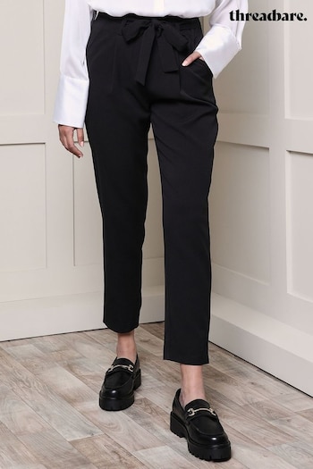 Threadbare Coal Black Paperbag Waist Trousers (Q49823) | £38