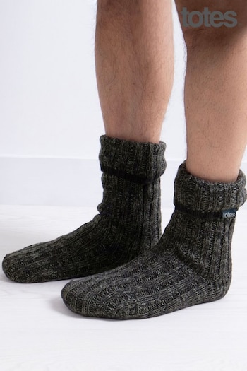 Totes Grey Mens Toasties Recycled Chunky Slipper Socks (Q49842) | £18