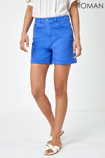 Roman Blue Turn Up Denim Stretch Bottom Shorts (Q49904) | £26