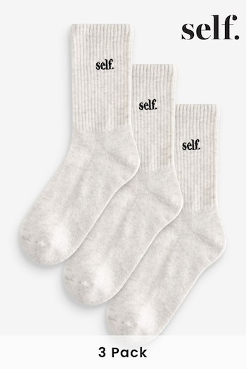 Grey Self. Cushion Sole Lounge Ankle Socks 3 Pack (Q50014) | £10