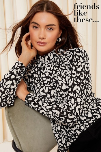 Gifts £100 & Over Camel Long Sleeve Textured Jersey High Neck Blouse (Q50382) | £29