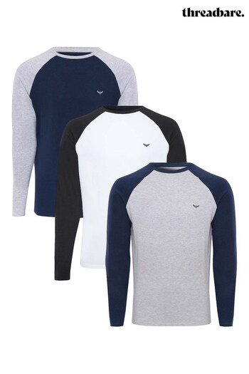 Threadbare Grey Long Sleeve T-Shirts 3 Packs (Q50643) | £34