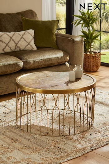 Brass Metal Patterned Coffee Table (Q50697) | £325