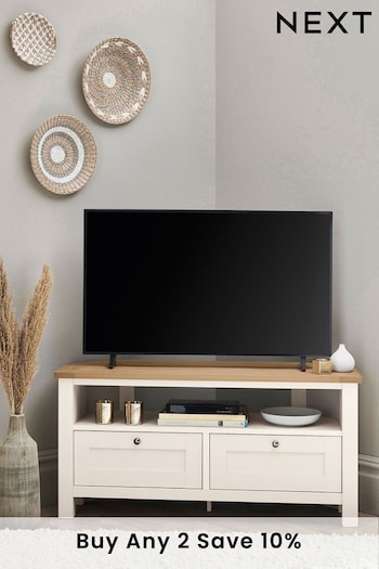 Cream Malvern Oak Effect Up to 46 inch Corner TV Unit (Q50704) | £275