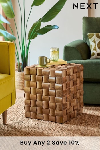 Natural Textured Cube Side Table (Q50707) | £225