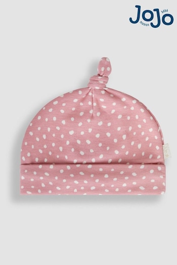 JoJo Maman Bébé Pink Spot Print Cotton Yams Hat (Q50727) | £5