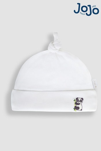 JoJo Maman Bébé Panda Embroidered Cotton Baby Hat (Q50744) | £5